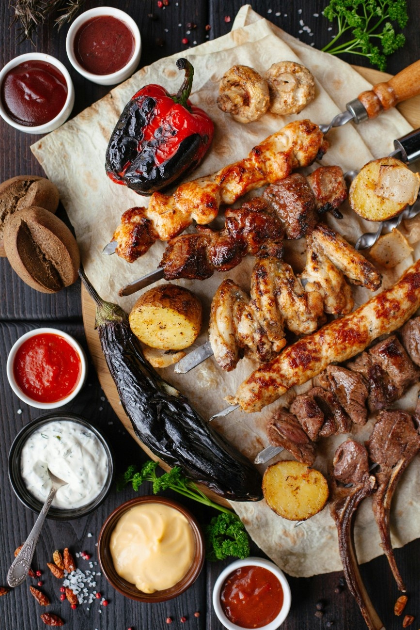 Family-style feast spread